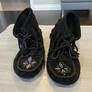 Black Moccasins with Beaded Design